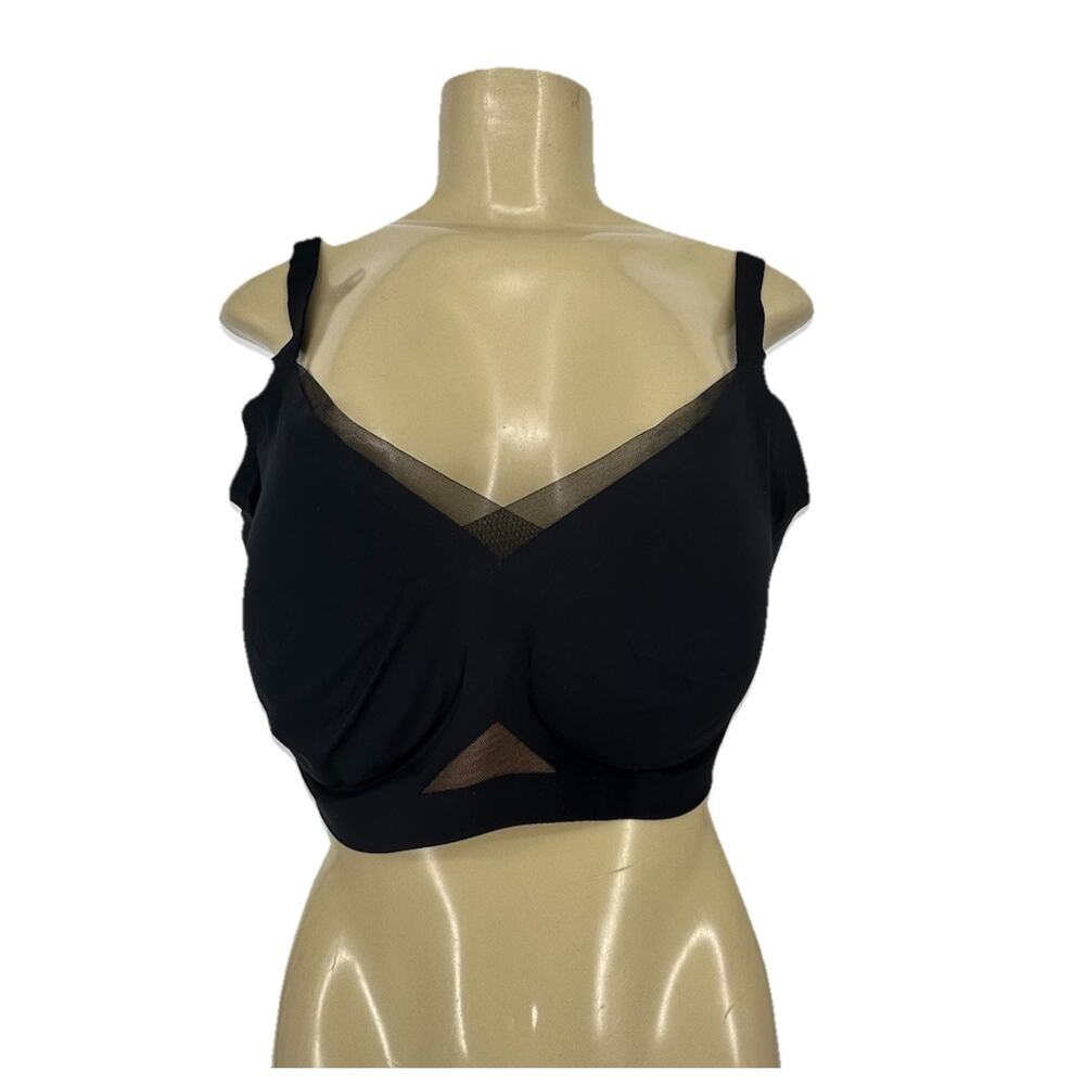 Honey Love Bra Women 1X Black Wireless Crossover Padded Comfort 1-6